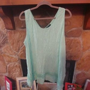 Mint tank top with lace detail